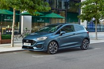2021 Ford Fiesta Van facelift, front view, Boundless Blue, parked