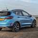 Ford Fiesta Active review - facelift Active X, Boundless Blue, rear view, on beach