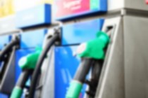 Blurred out close up of fuel pumps at UK fuel station