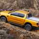 New Ford Ranger - driving off-road, top rear view, yellow, Wildtrak