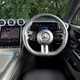 Mercedes GLC (2023) review: steering wheel and digital gauge cluster, black leather upholstery
