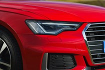 Audi A6 Saloon (2018-) UK rhd model in red - exterior detail - headlamp cluster