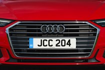 Audi A6 Saloon (2018-) UK rhd model in red - exterior detail - front grille