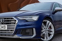Audi S6 Saloon (2018-) UK rhd model in blue - exterior detail - headlamp cluster