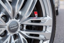 Audi S6 Saloon (2018-) UK rhd model in blue - exterior detail - wheel and brake caliper