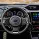Subaru Forester (2022) review - dashboard detail shot, focusing on steering wheel and infotainment system
