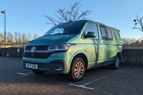 Volkswagen Transporter long-term review (2023): filthy after a week on the road, front three quarter static