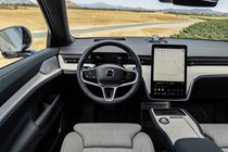 Volvo EX90 review: infotainment system, white upholstery