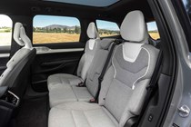 Volvo EX90 review: second seating row, grey fabric upholstery