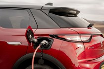 DS 3 E-Tense (2023) review: charging socket, red car