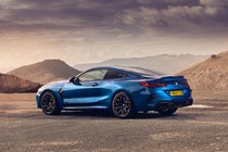 BMW M8 Competition blue rear side
