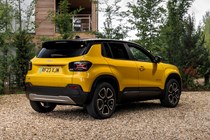 Jeep Avenger (2023) review: rear three quarter static, yellow paint