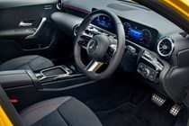 Mercedes A-Class interior, driver's side, black upholstery