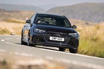 Audi RS4 Avant review, Competition, black, front, driving round corner
