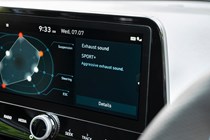 2023 Hyundai i30 N hatchback infotainment system. Exhaust controls.