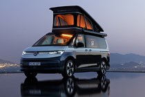 VW California Concept - front view with the lights on inside
