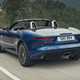 Jaguar F-Type Roadster - blue, rear three quarter tracking
