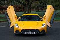 Maserati MC20 (2025) review: front static, yellow paint, doors open
