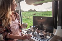 Making coffee in a campervan