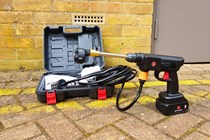 Jet Hawk pressure washer and box of equipment