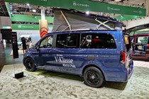 Mercedes Marco Polo facelift campervan at 2023 Dusseldorf Caravan Salon - rear, blue