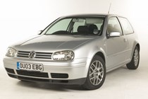 Volkswagen Golf Mk4 review: front three quarter static, silver paint, studio shoot