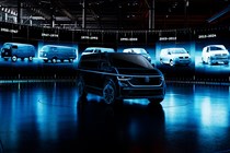 The first official picture of the 2025 Volkswagen Transporter.