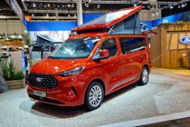 New Ford Transit Custom Nugget at the 2023 Dusseldorf Caravan Salon - red, front