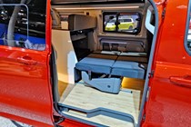 New Ford Transit Custom Nugget at the 2023 Dusseldorf Caravan Salon - red, lower bed