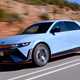 Hyundai Ioniq 5 N (2024) review: front three quarter driving, matte blue paint, Spanish roads