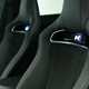 Hyundai Ioniq 5 N (2024) review: front sports seats, N badge detail shot, black upholstery