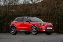 Lexus LBX in red, front static