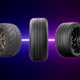 A selection of tyres on a purple background