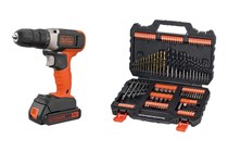 BLACK+DECKER 18 V Cordless Drill Driver with Mixed Drilling and Screwdriving Set A7200-XJ