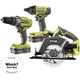 Ryobi R18PDID2CSP-220S 18V ONE+ Cordless Combi Drill, Impact Driver & Circular Saw Starter Kit