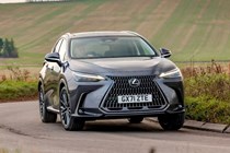 Lexus NX: safest cars in the UK 2023, front three quarter cornering, silver paint