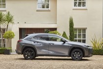 Lexus UX review - Premium Sport Edition, grey, side