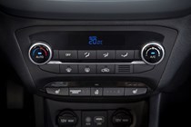 Hyundai i20 Hatchback (2015-) - lhd model, interior detail - air con and climate controls