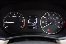 Hyundai i20 Hatchback (2015-) - UK rhd model, interior detail - dashboard showing tacho, speedo, fuel level and temps
