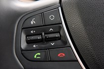 Hyundai i20 Hatchback (2015-) - UK rhd model, interior detail - left-hand side of steering wheel - user controls
