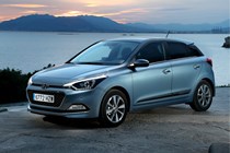 Hyundai i20 Hatchback (2015-) - Spanish lhd in blue/grey, static exterior front three-quarters