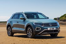 Most economical SUVs: Volkswagen T-Roc, front three quarter static, blue paint