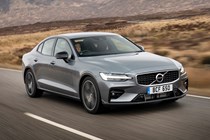 Volvo S60 Saloon (2019-) - UK rhd In grey driving/action front three-quarters
