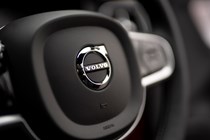 Volvo S60 Saloon (2019-) - T5 R-Design UK rhd model in red - badge on the steering wheel