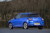 Suzuki Swift, exterior, blue, rear three-quarters