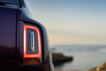 Rolls-Royce Cullinan (2024) review: LED taillight detail shot, purple paint