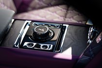 Rolls-Royce Cullinan (2024) review: centre console, purple upholstery