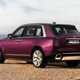 Rolls-Royce Cullinan (2024) review: rear three quarter static, purple paint