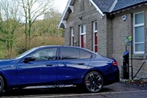 BMW i5 on charge in Peak District - Best EV tariffs