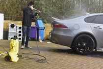 Aaron Hussain tests the Karcher K2 Power Control on a grey car